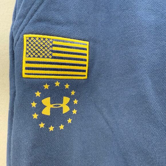 Under Armour Project Rock Respect Joggers Mens S Blue Gold US Flag Patch Sporty - Picture 2 of 13